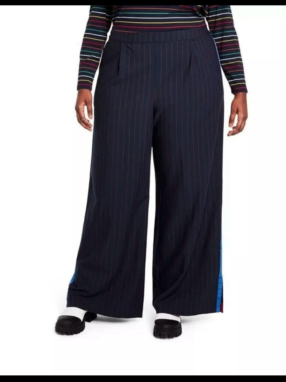 La Ligne x Target Plus Size Wide Leg Trousers with Side Stripes